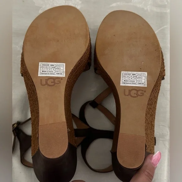 UGG Brown dressy wedge heel sandal espadrille - Picture 5 of 5